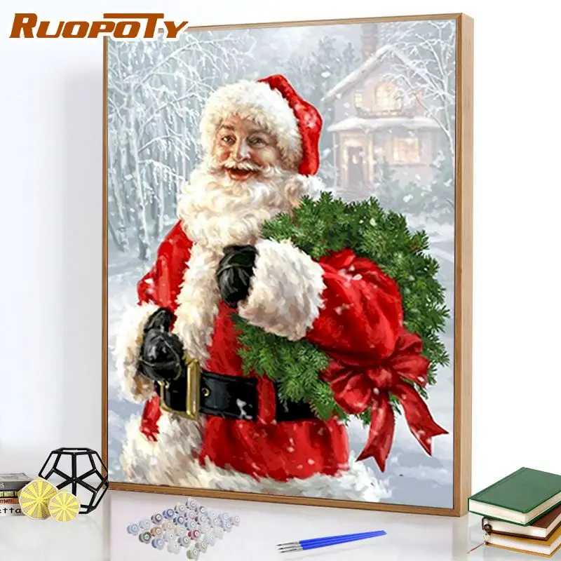

RUOPOTY DIY pictures by numbers Santa Claus Acrylic Handpainted Paint For Home Decor Gift For Adults Drawing Handmade