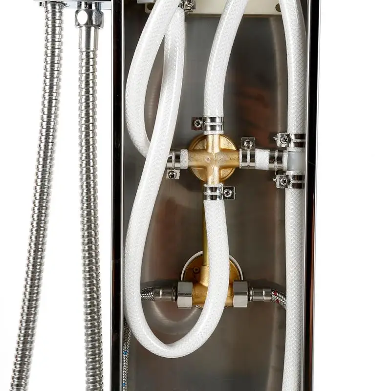 Goede Luxe Zwart/Geborsteld Badkamer Kraan Led Douche Panel Kolom Bad Mengkraan Met Handdouche Temperatuur Screen Hwc