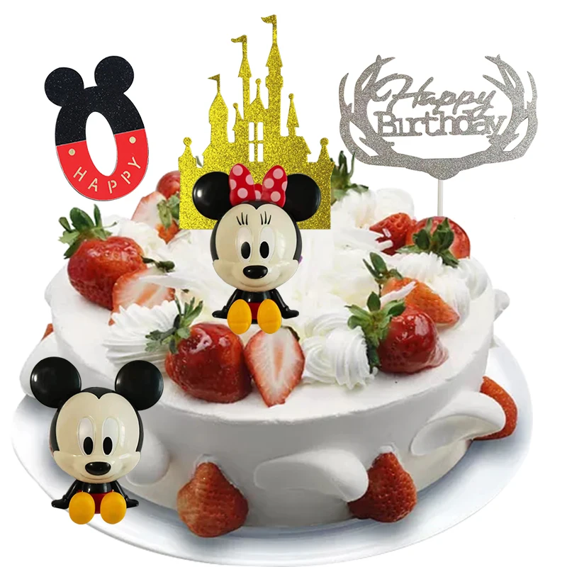 

5pc/Set Mickey mouse Minnie mouse Cake Topper Baby Birthday Party Decoration Cake Decoration Ornaments Supplies Birthday Gift