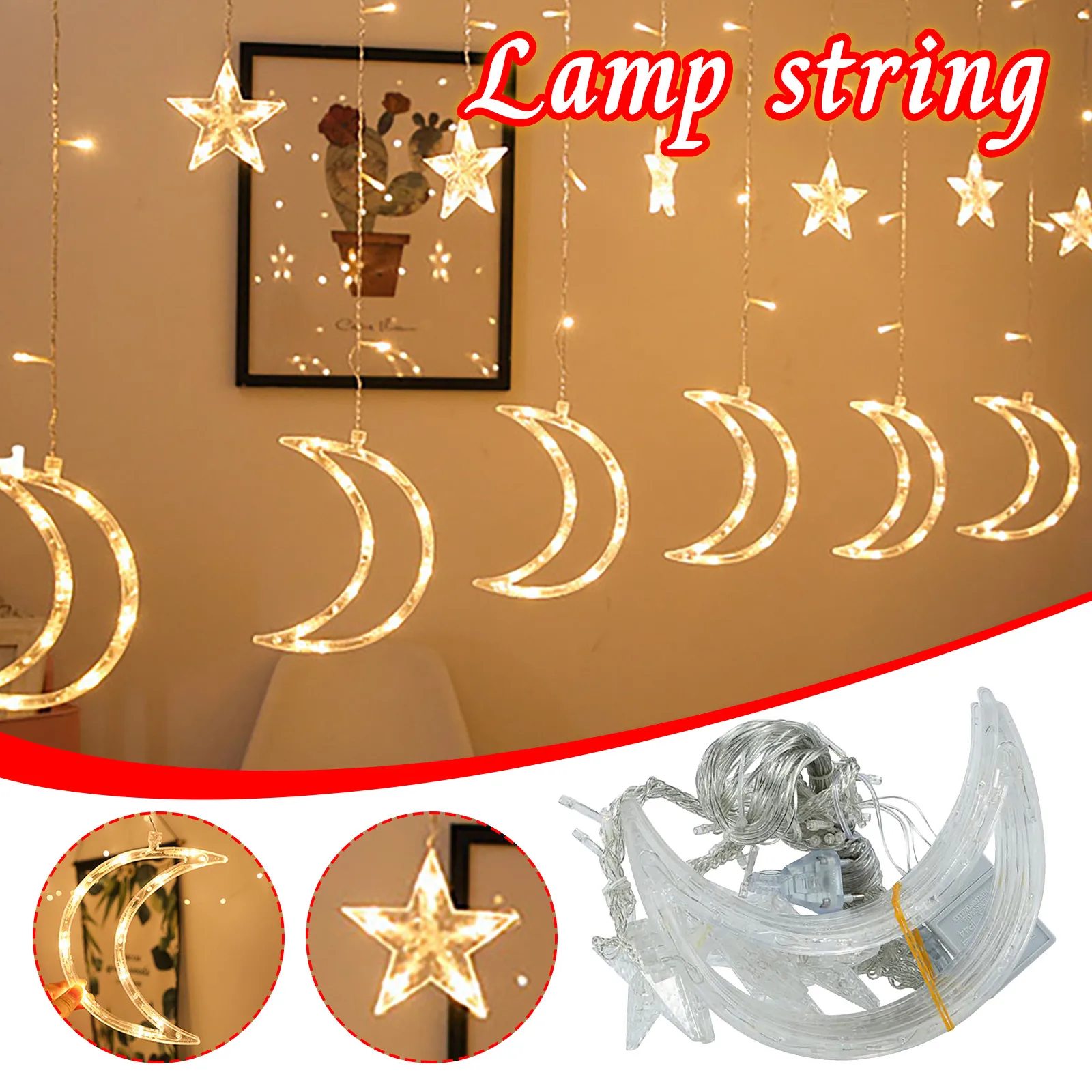 

Interior Decoration Style Ramadan Star Led Bulb String Light Decoration Curtain Light Wedding Neon Led Lights Decorate Home
