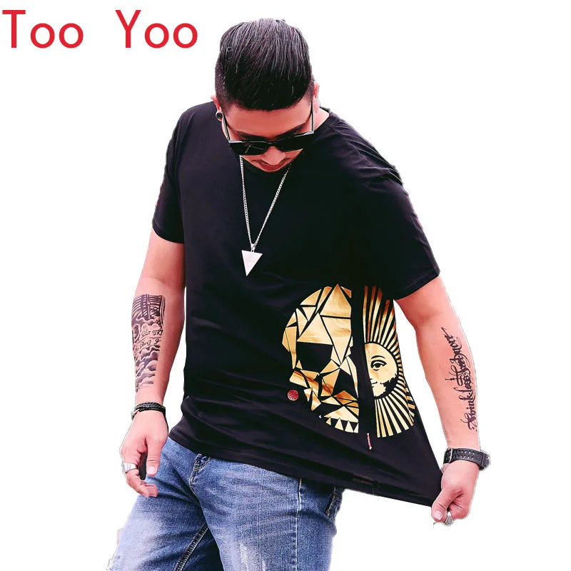 

Men's short sleeve trend bronzing head large size loose short sleeve T-shirt male graphic t shirts men clothing best seller