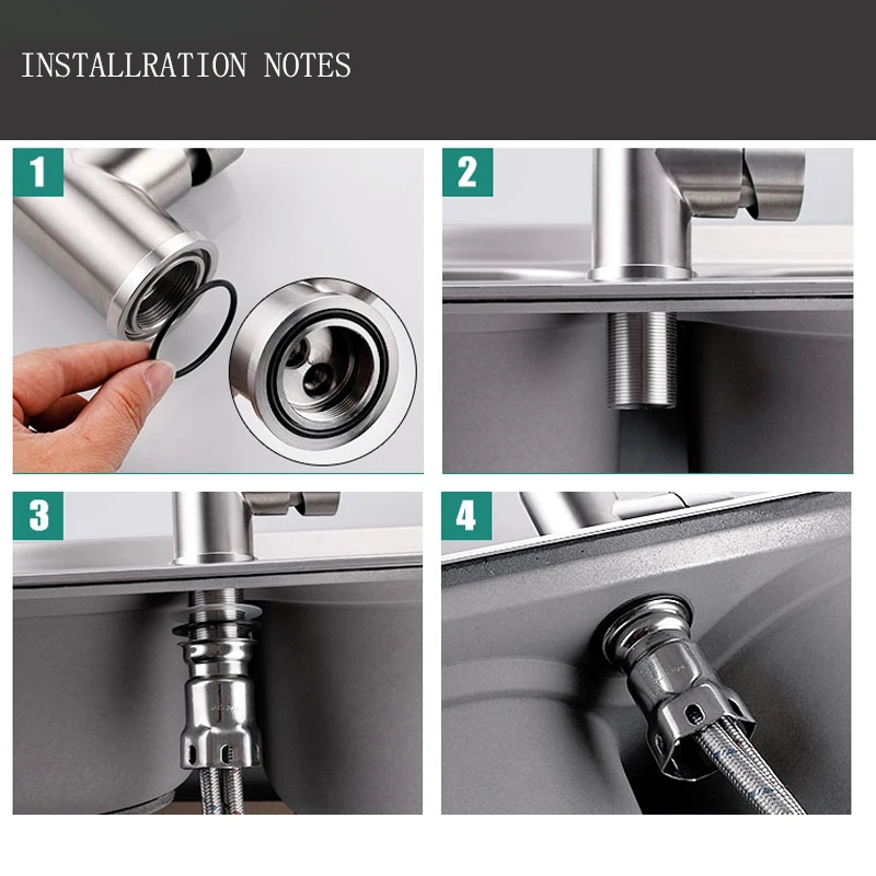 

Stainless Steel Kitchen Faucet Single Handle Hot Cold Water Household Folding Sink Taps Basin Black Rotatable Faucets