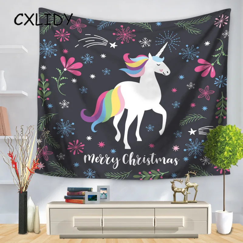 

75*90cm Unicorn Party Tapestry Unicorn Print Wall Decoration Party Decoration Tablecloth Background aa032
