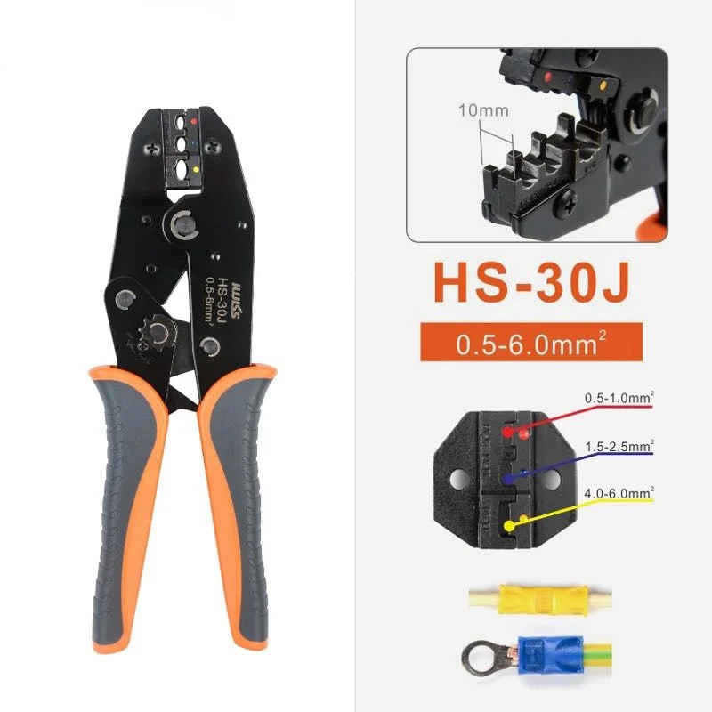 

HS-30J 0,5-6mm² alicates Crimper de herramientas de mano de aislamiento y anillo de Spade terminales IWISS herramienta que prens