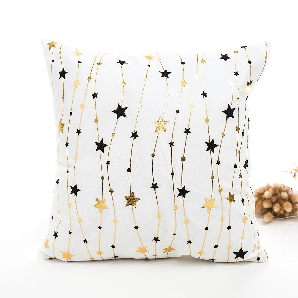

18" Geometric Letter Gold Foil Printing Pillow Case Throw Cushion Cover Sofa Home Room Decoration
