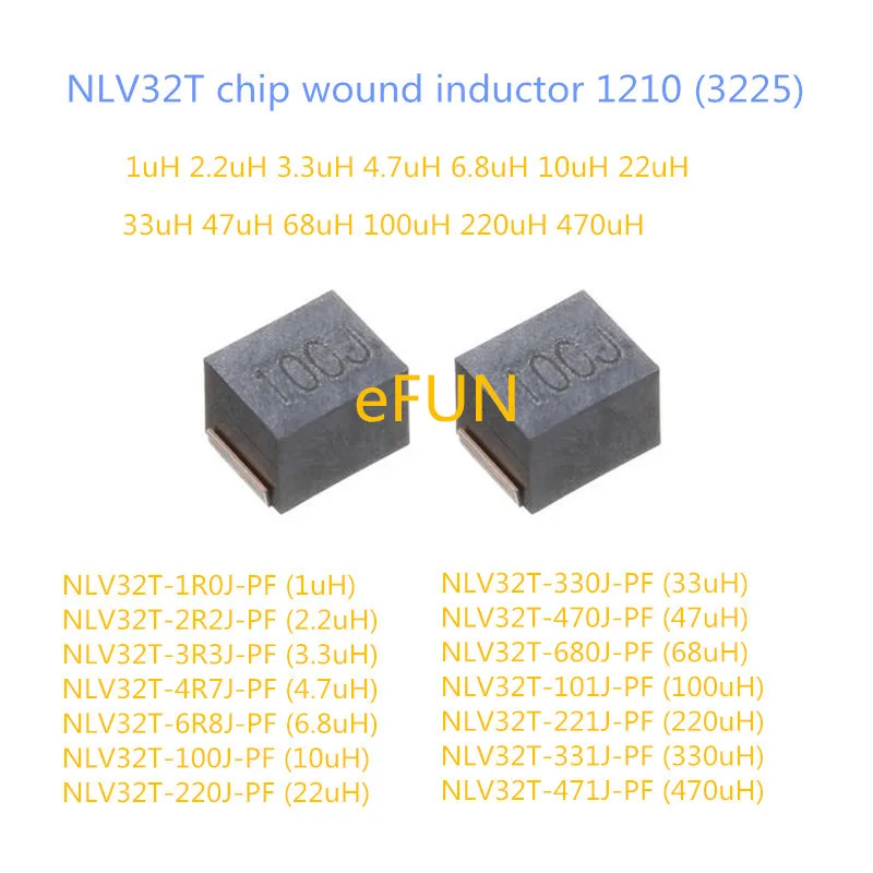 50 шт./лот NLV32T 3225 индуктор раны чипа 1210 1uH 2.2uH 3.3uH 4.7uH 6.8uH 10uH 22uH 33uH 47uH 68uH 100uH 220uH
