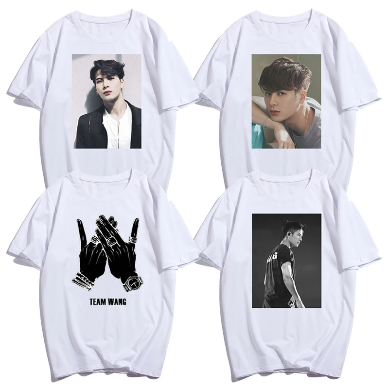 Белая футболка команды Джексона Ван Kpop Got7 женские и мужские футболки топ летние