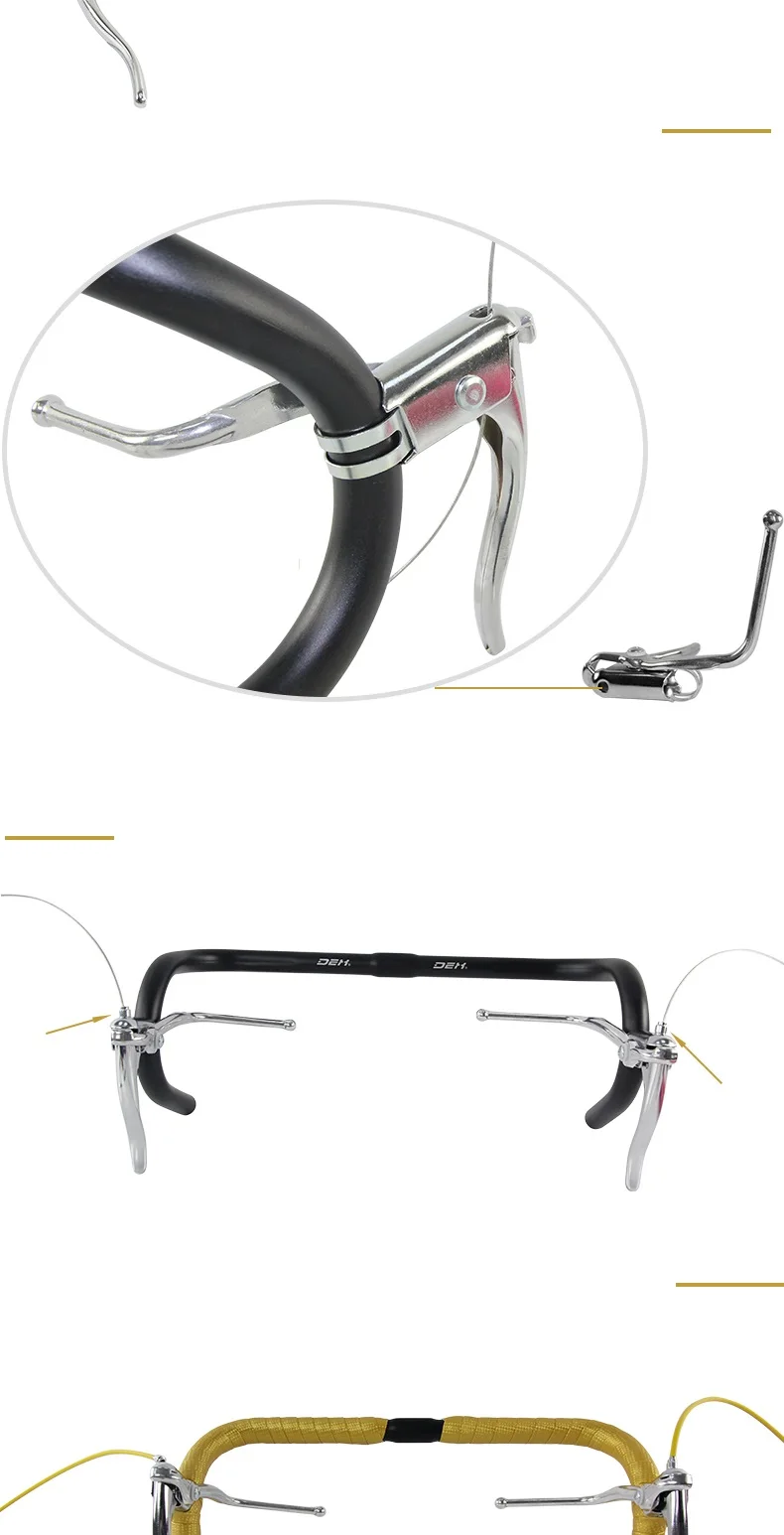 Retro Bicycle Double Brake Lever 22.2mm Racing Bike Brake Lever Road Handlebar/Bent Bar Bike Parts Cycling Black/Silver DC165