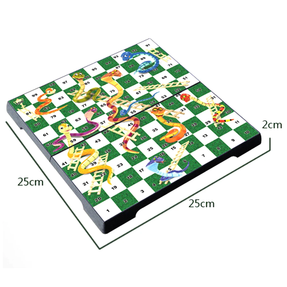 

Gift Student Portable Mini Folding Educational Magnetic DIY Snake Ladder Desktop Toy Chess