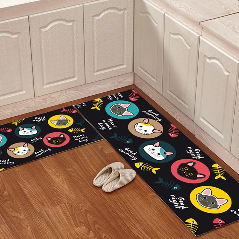 

Kitchen Mat Nonslip Area Rugs Living Room Balcony Bath Room Carpet 3d Cartoon Cat Printed Home Doormat Kitchen Decoration