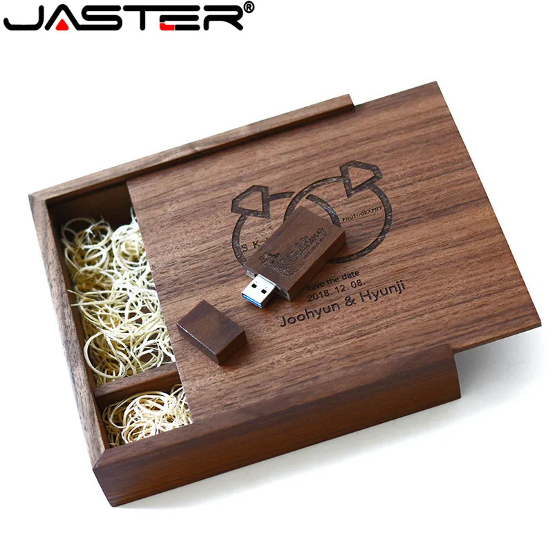 Фотоальбом JASTER (10 шт. с бесплатным логотипом) уникальный из орехового дерева USB +