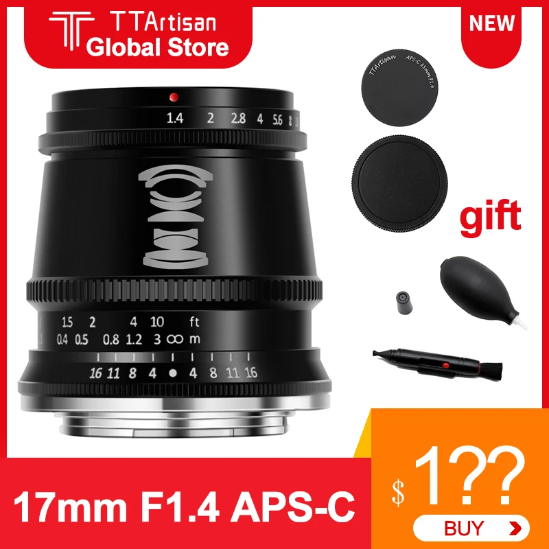TTArtisan 17 мм F1.4 APS C MF широкоугольные линзы для фотоаппаратов Fujifilm X Canon M EF EOS Sony E Mount M4/3