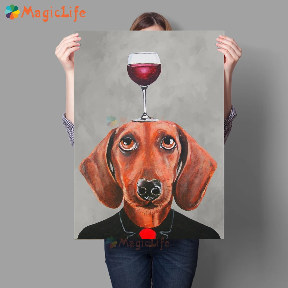 

Bar Dog Wine Glass Animals Nightclub Kitchen Nordic Poster Wall Pictures For Living Room Wall Art Canvas Painting Unframed