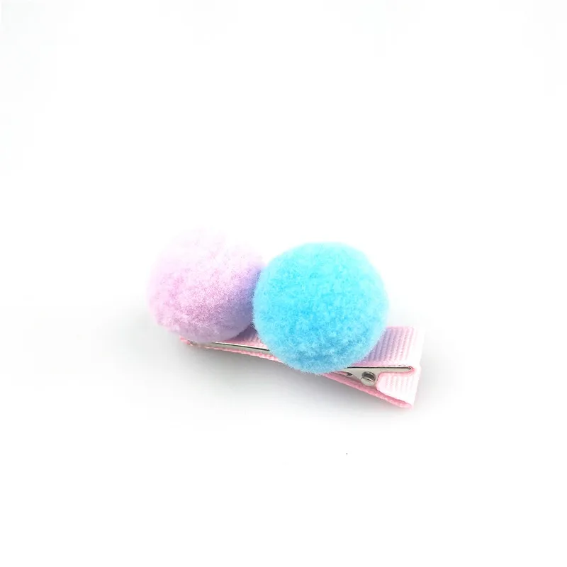 1pcs 5cm Hairpins Snap Hair Clips for Children Girls Hair Accessories Baby Cute Hair Clip Pins Gauze ball Color Metal Barrette - Цвет: C4 light Blue Purple