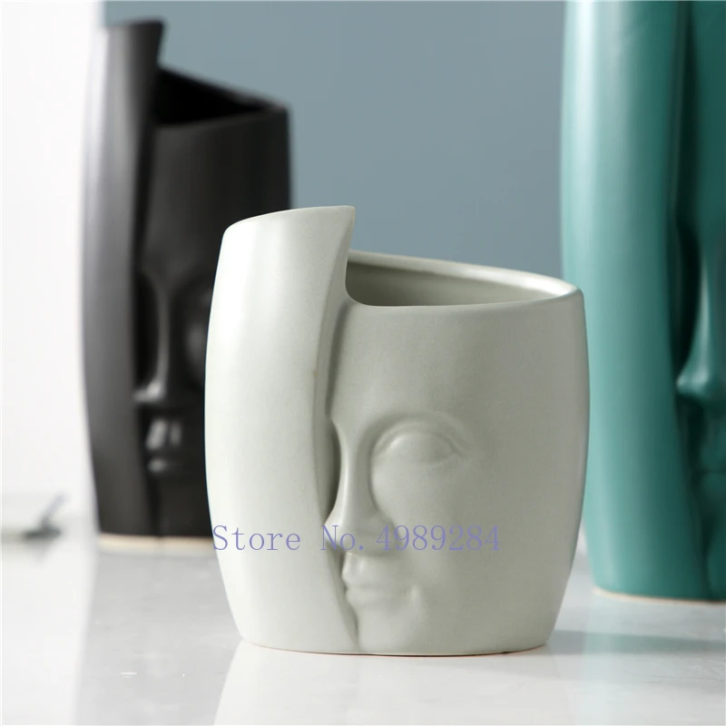 Керамическая ваза в скандинавском стиле креативное украшение с абстрактным