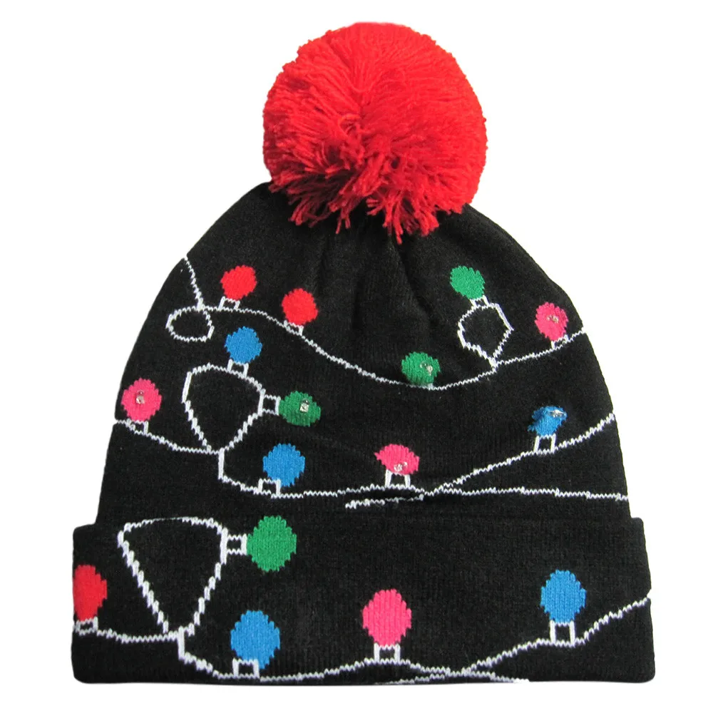 Новинка 2019 женская шапка со светодиодсветильник кой вязаный уродливый свитер