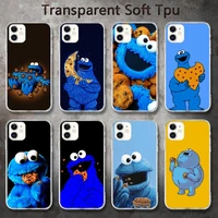 cute funny cartoon cookie monster phone case for iphone 8 7 6 6s plus x 5s se 2020 xr 11 pro xs max 12 12mini