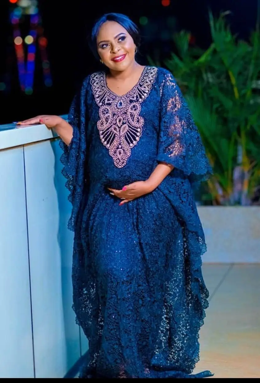 

Женское Элегантное Длинное кружевное платье в африканском стиле, с круглым вырезом, размера плюс, весна-лето 2020