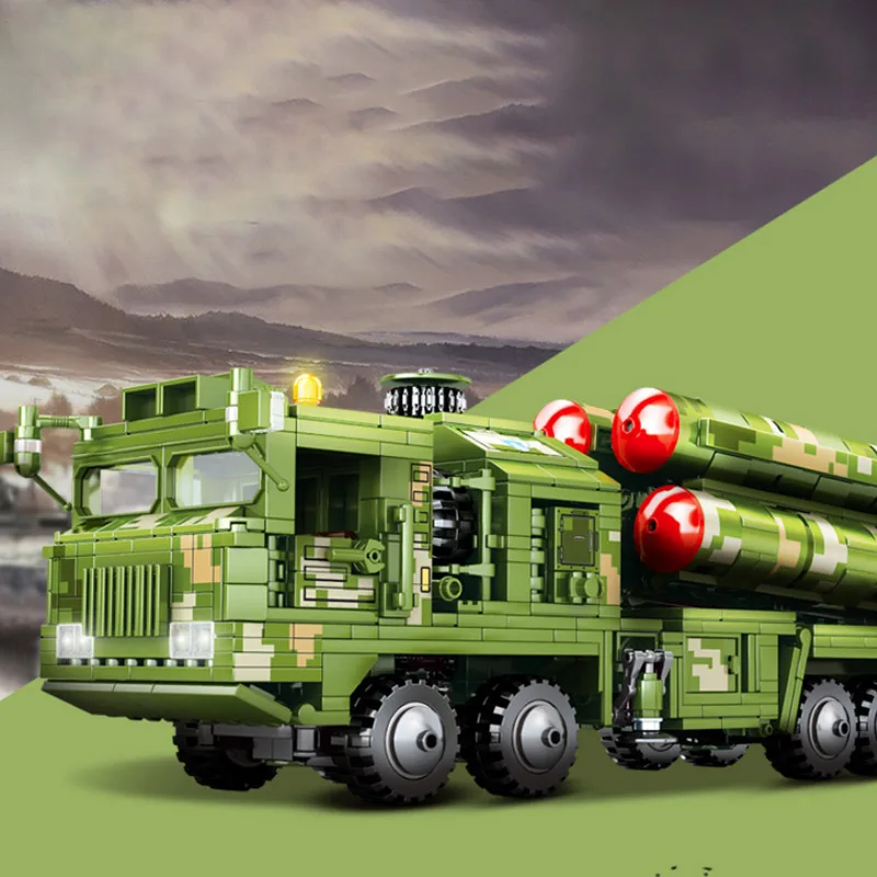 

1048 PCS 105768 HQ-9 Military Series Army Anti-Aircraft Missiles System Truck Model Building Blocks Toys Children Birthday Gift