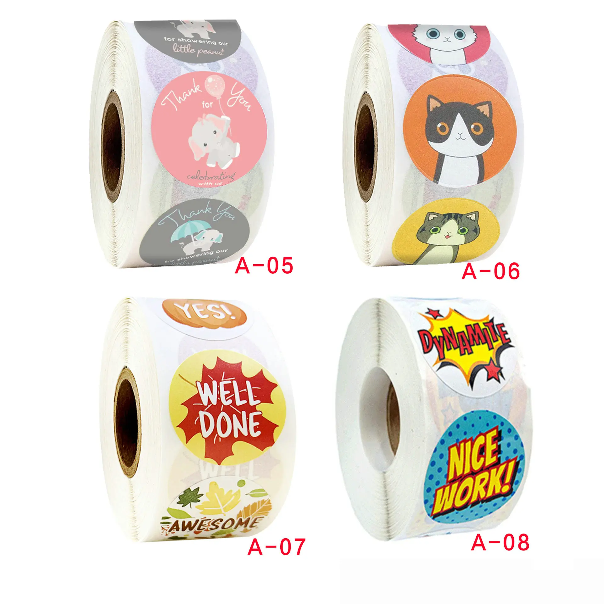 

Наклейки для этикеток, слоны, кошки, 1 рулон = 500 шт./лот, 2,5 см