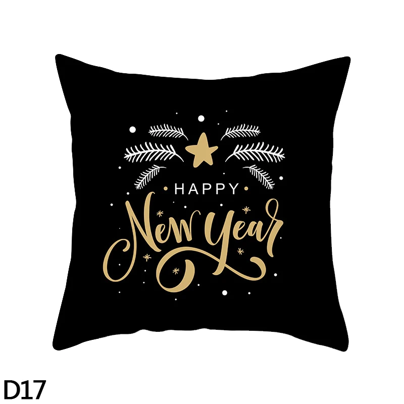 D17 happy new year 45*45 см звезда олень Рождественское дерево Отпечатано Merry Рождественская наволочка для подушки декоративная наволочка для подушки автомобиль диван год Рождество домашняя декоративная подушка - Цвет: D17 happy new year