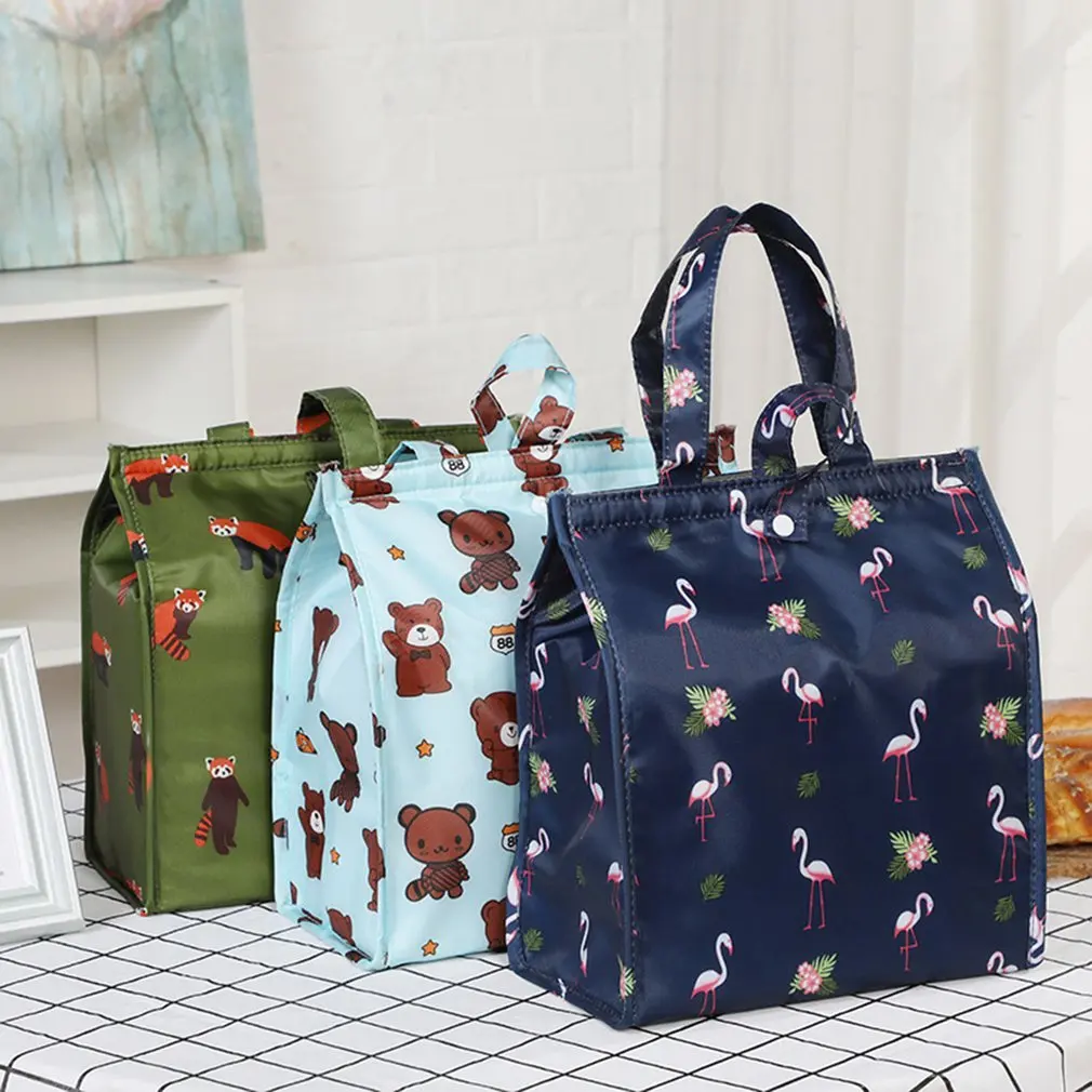 

Printed Lunch Insulated Fashionable Bag Portable Twill Leak-proof Picnic Foldable Bag Soft Handle Durable Smooth Zipper