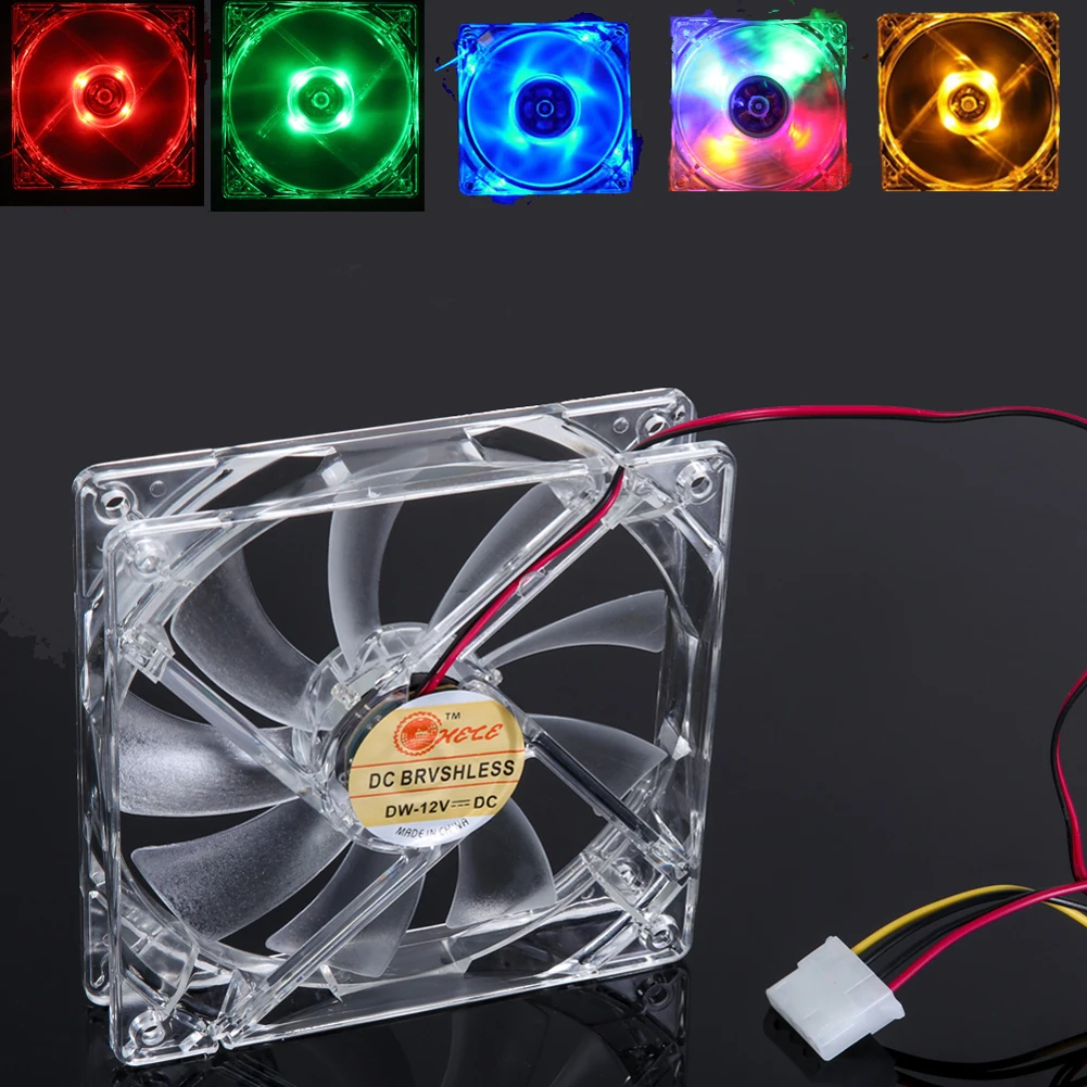 

120mm Colorful 4 LED Light Computer PC Clear Case Quad CPU Cooling Fan Heatsink 4-pin 1200 RPM Fan Speed PC Case Fan