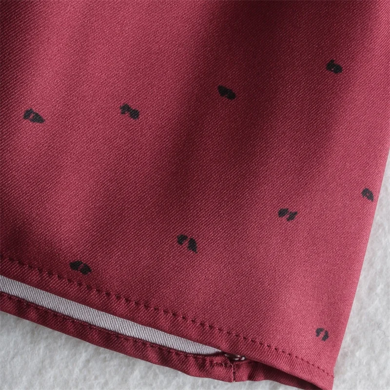 

ZXQJ Women 2021 Fashion With Covered Buttons Dotted Print Mini Dress Vintage Tied O Neck Long Sleeve Female Dresses Mujer