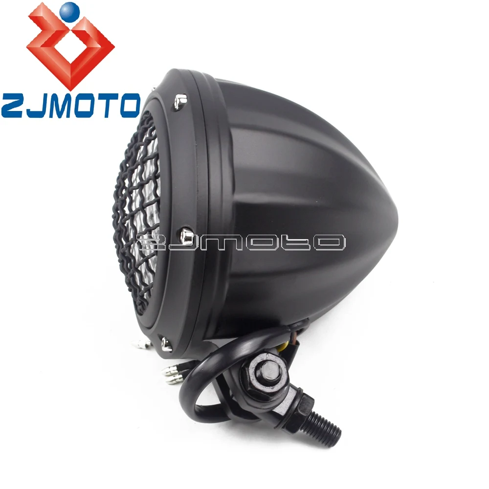 Vintage Motorcycle Faceted Headlight For Harley Honda Yamaha Scrambler Cruiser Bobber Custom Cafe Racer 4.5&quot Grille Headlamp |