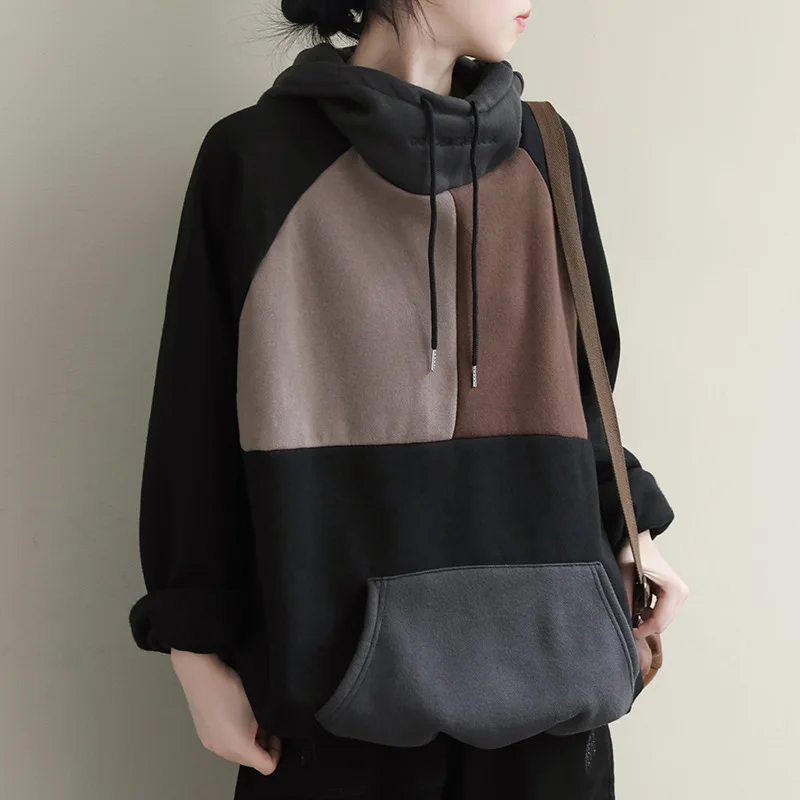 Осенне-зимние толстовки в стиле ретро женские свободные пуловеры большого