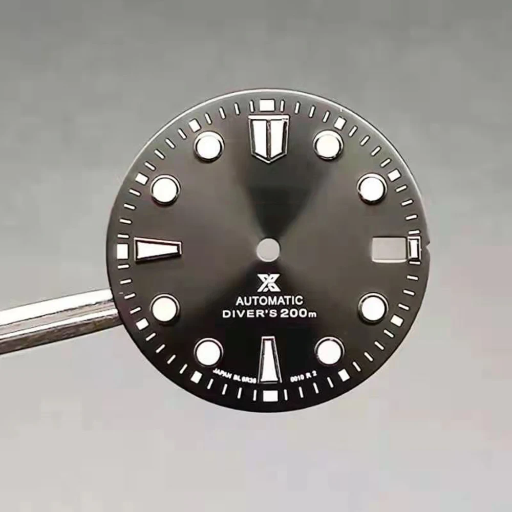 for NH35/NH36 Movement 28.5mm Sun Pattern Watch Dial Strong Green Luminous C3 Dial Repair Parts