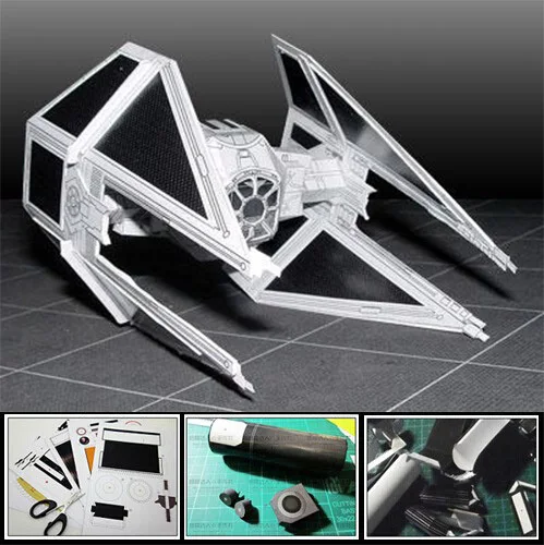 Звездные войны Боевой TIE-Interceptor самолет 3D бумажная модель DIY игрушка ручной работы
