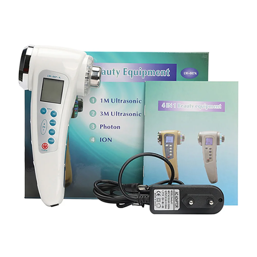 Koop Ultrasone Gezicht Massager Gekleurde Led Licht Facial Photon Ultrasound Therapie Huidverzorging Schoonheid Instrument