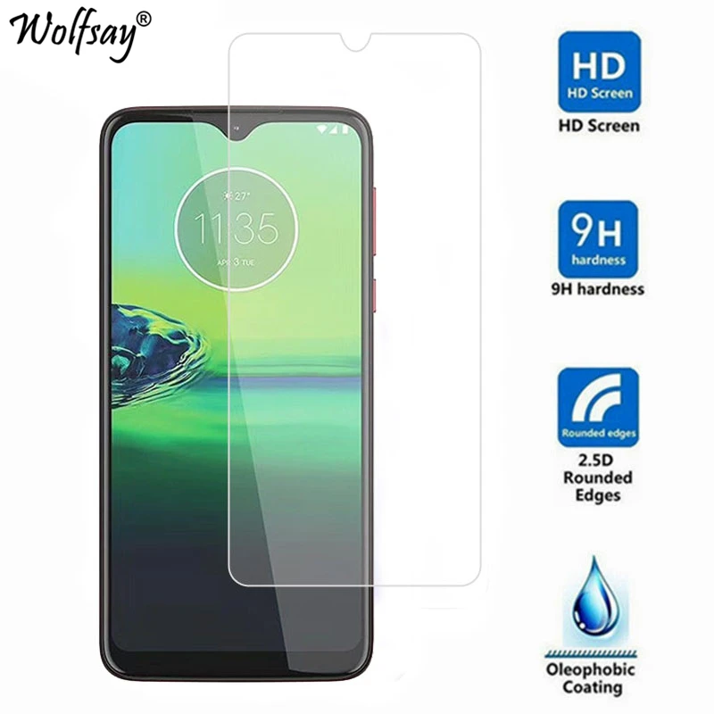 Protector de pantalla de vidrio templado para Motorola Moto G8, pel&iacute;cula protectora de vidrio templado 9H para Motorola G8, 2 uds.-1