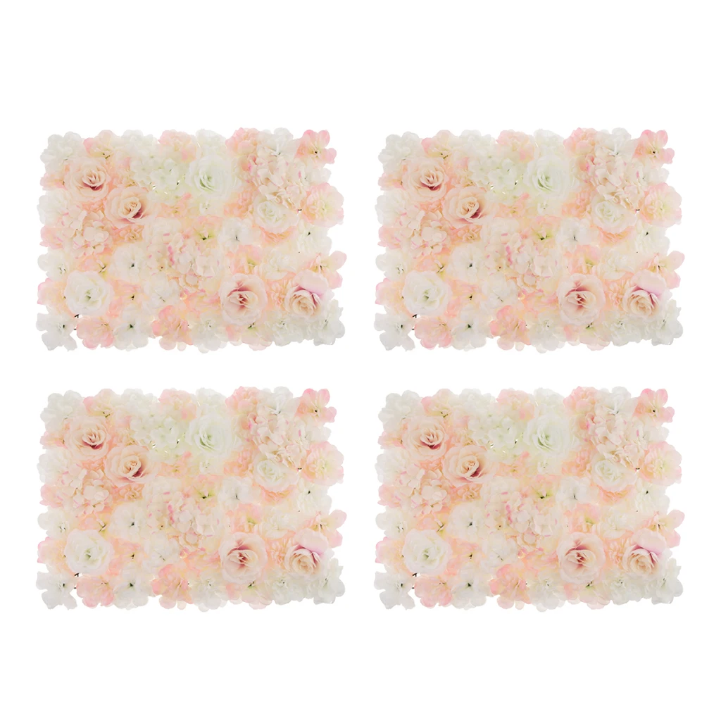 Набор из 4 искусственных шелковых цветов розы гортензии настенные панели