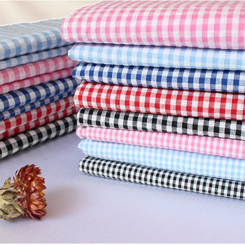 

Хлопковая клетчатая ткань Seersucker, ткань, легкая пасторальная марлевая ткань, одежда, платье, рубашка, материалы для рукоделия «сделай сам» ...