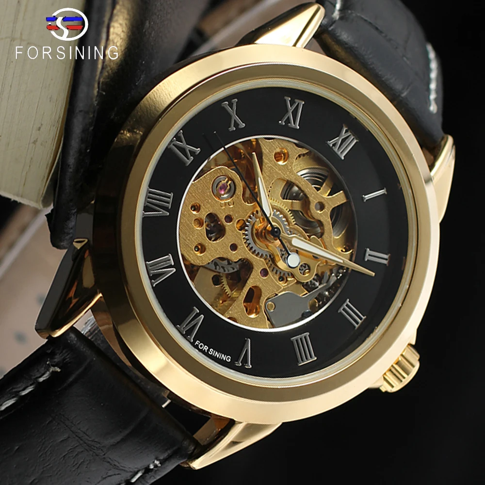 Часы наручные Forsining мужские с римскими цифрами брендовые Роскошные