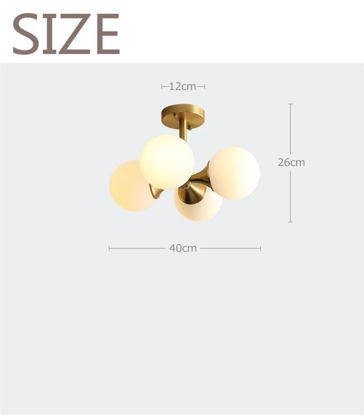

American Retro Glass Ball Ceiling LAMP Minimalist Art Brass Copper Bedroom Study Restaurant Indoor Lamp LED Bulbs E27 Modern AC