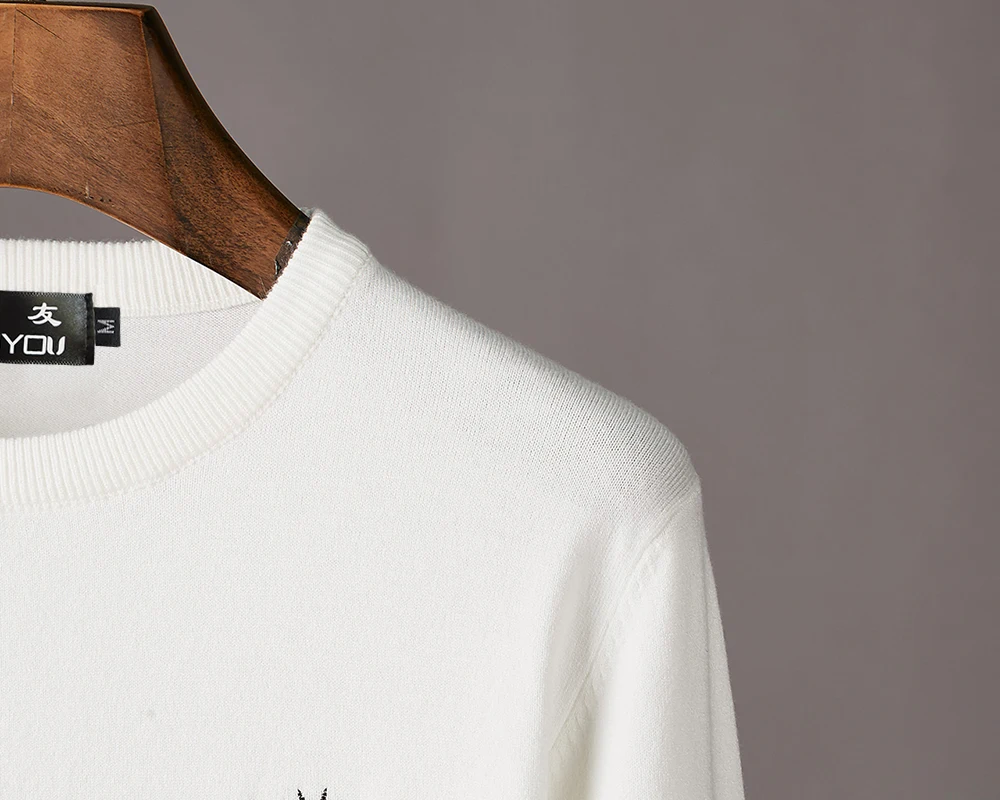 DUYOU осенне-зимний мужской свитер модный тренд удобный Однотонный с вышивкой