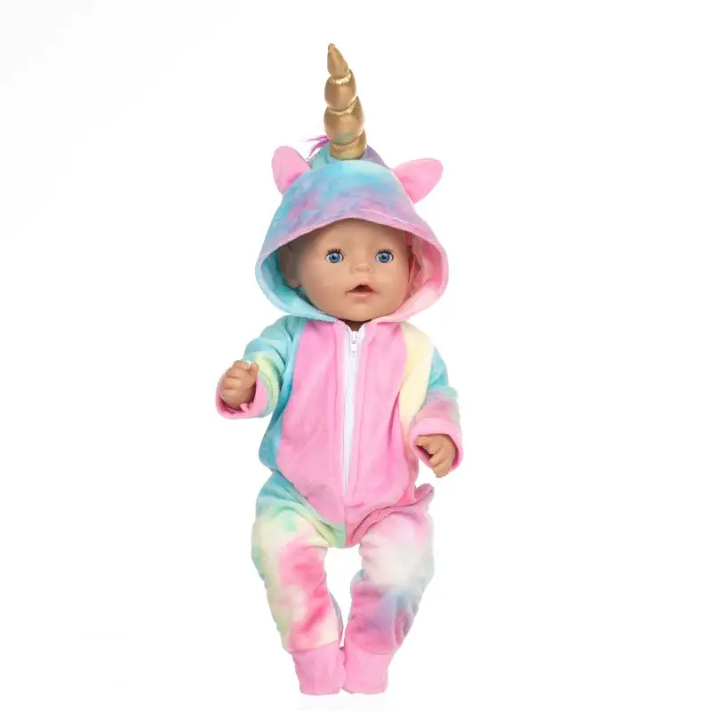 

Cute Unicorn Doll Clothes Rompers Suit Doll Outfit For 18 Inch American and 43cm New Baby Doll Our Generation Dolls Garment