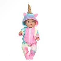 cute unicorn doll clothes rompers suit doll outfit for 18 inch american and 43cm new baby doll our generation dolls garment