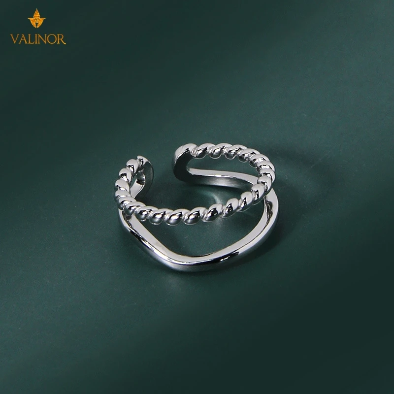 

Кольцо Модные Двухслойные твист Открытое кольцо для женщин 925 серебро