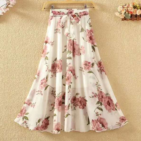 Летние женские длинные юбки винтажная шифоновая юбка больших размеров с высокой