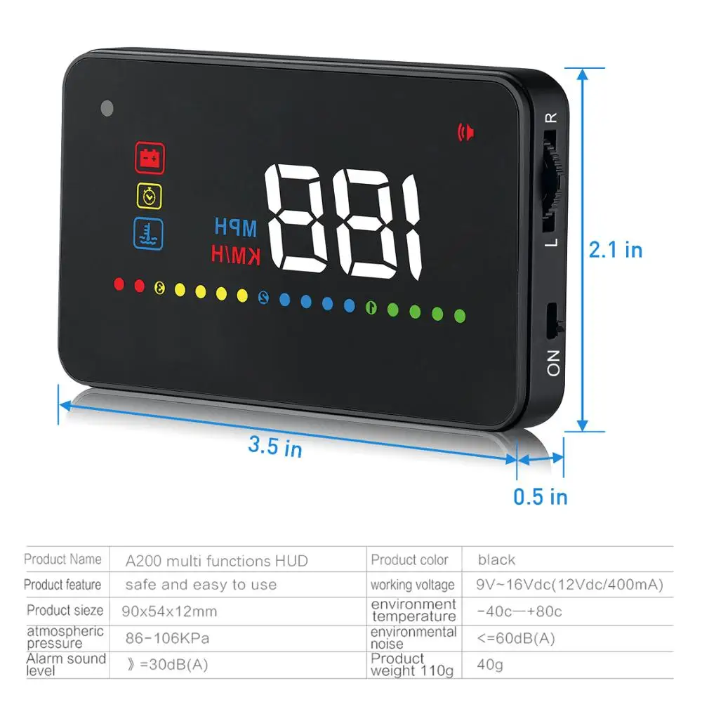 WiiYii OBD2 HUD A200 автомобильный проектор на лобовое стекло система сигнализации с
