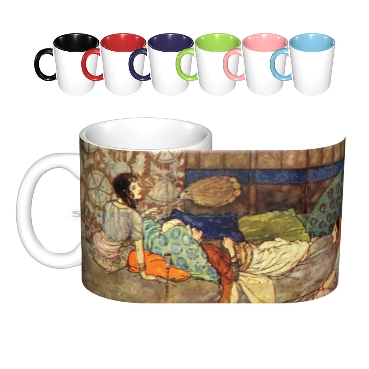 

The Story Of The King Of The Ebony Isles-Arabian Nights-Edmund Dulac Ceramic Mugs Coffee Cups Milk Tea Mug King Ebony Isles