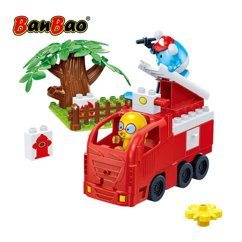 Banbao волшебный город пожарная машина модели для детей подарок здание большие