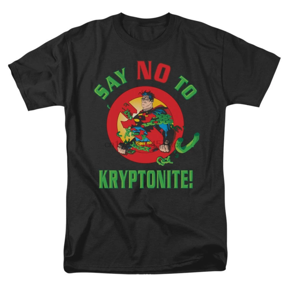 Мужская футболка с суперменом Say No To Kryptonite черная среднего размера RockabiliaNew на