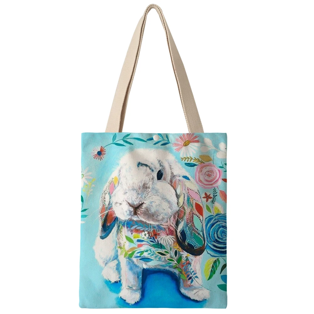 Холщовые сумки с акварельным принтом животных для женщин многоразовая дамская