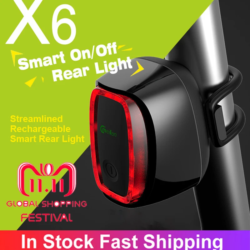 X6 6 Modes Bike Tail Light IPX5 Waterproof 5V 0.5A USB Charge LED Mountain Cycle Lamp Flashlight Smart Brake Accessories | Спорт и