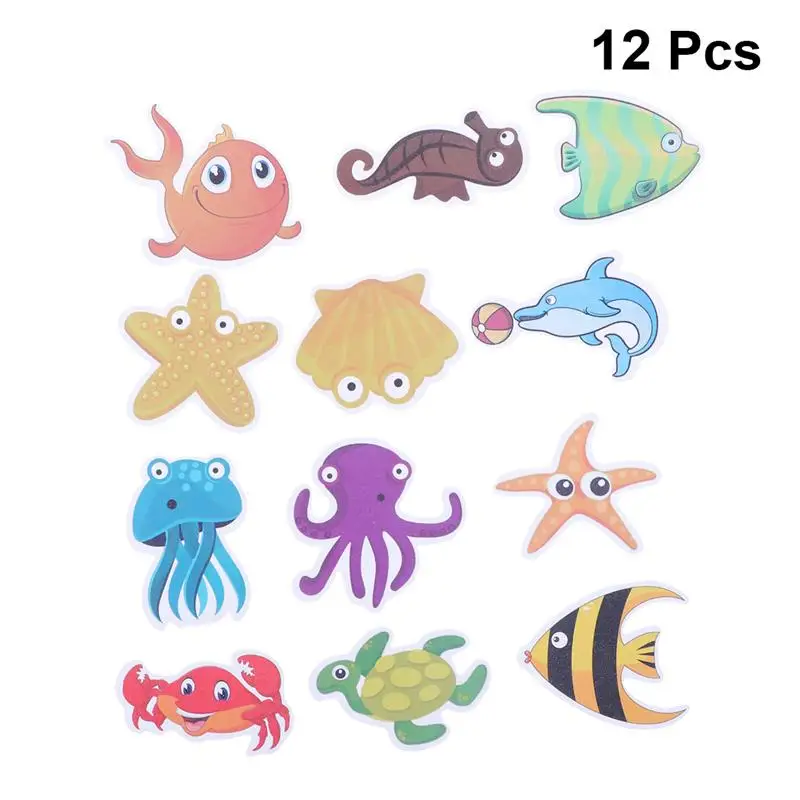 

12pcs Marine Organism Anti-Slip Bathroom Sticker Self-adhesive Sticker Decals for Bath Tub Shower Surfaces(random style)